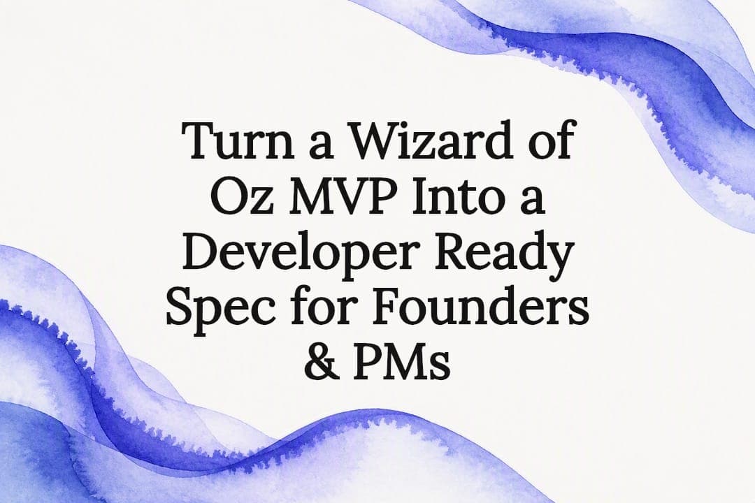 Turn a Wizard of Oz MVP Into a Developer Ready Spec for Founders & PMs